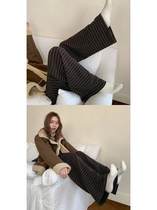 lace-up striped pants