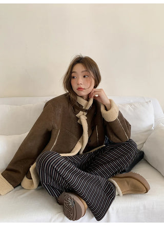 lace-up striped pants