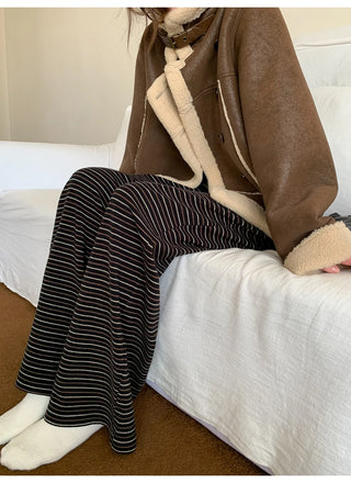 lace-up striped pants