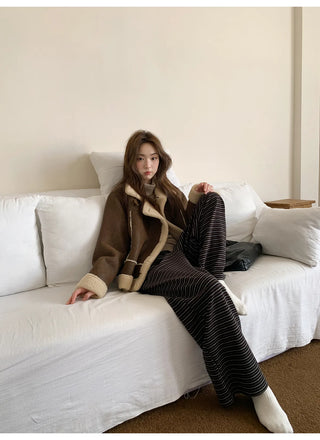 lace-up striped pants