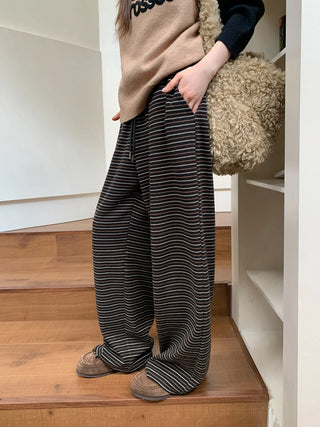 lace-up striped pants