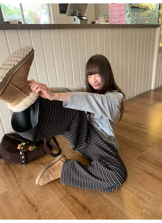 lace-up striped pants