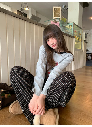 lace-up striped pants