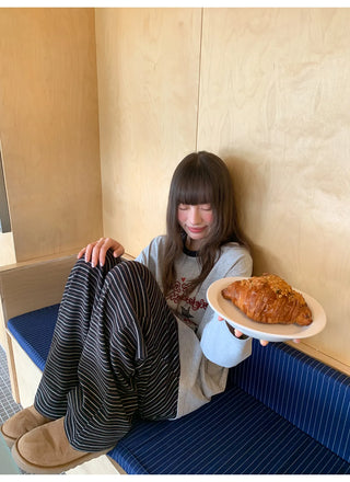 lace-up striped pants