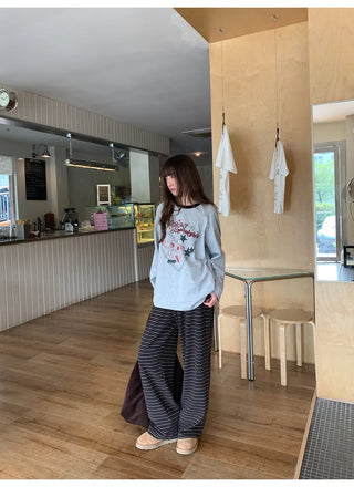 lace-up striped pants