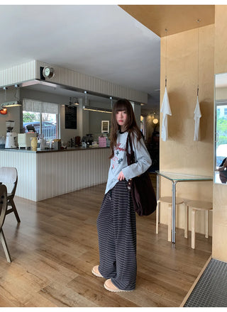 lace-up striped pants