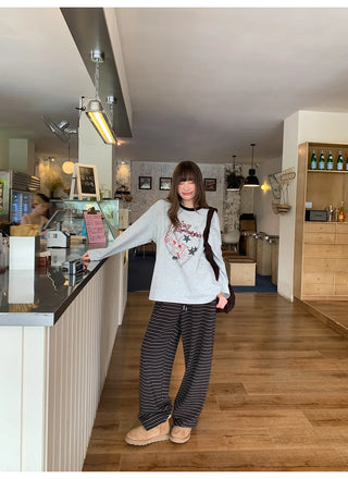 lace-up striped pants