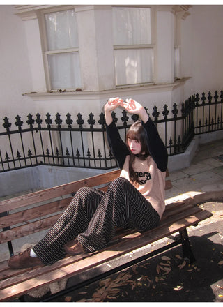 lace-up striped pants