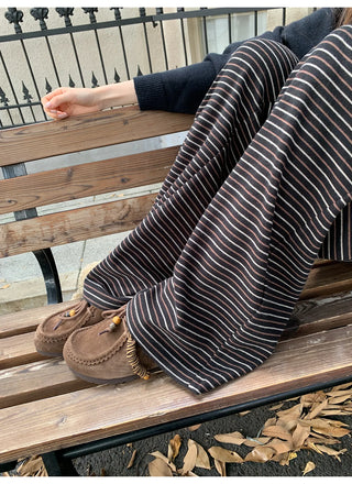 lace-up striped pants