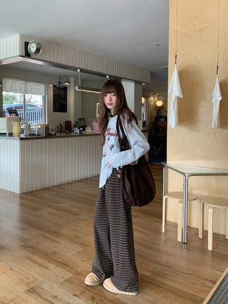 lace-up striped pants