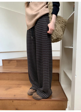 lace-up striped pants