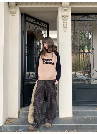 lace-up striped pants