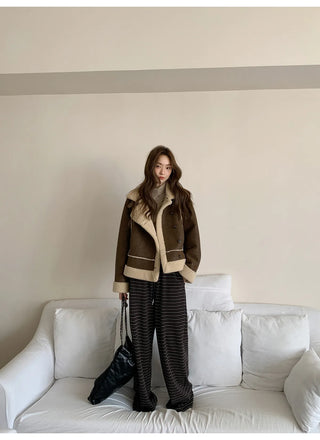 lace-up striped pants