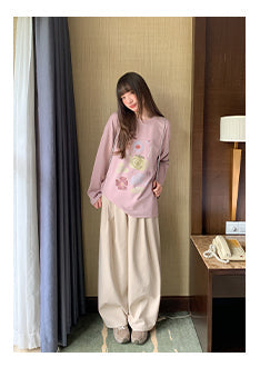 solid color pleated pants