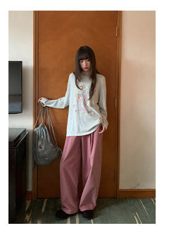 solid color pleated pants