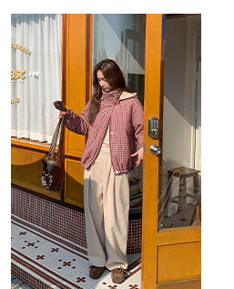 solid color pleated pants