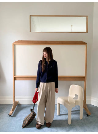 solid color pleated pants