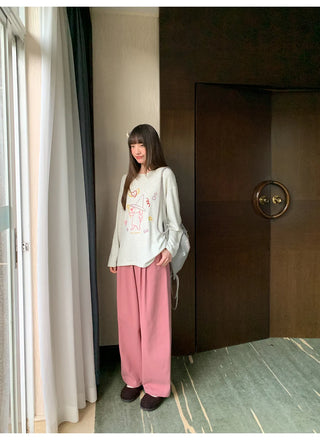 solid color pleated pants