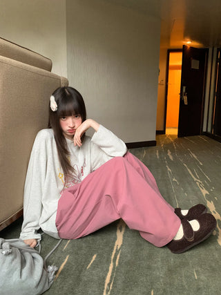 solid color pleated pants