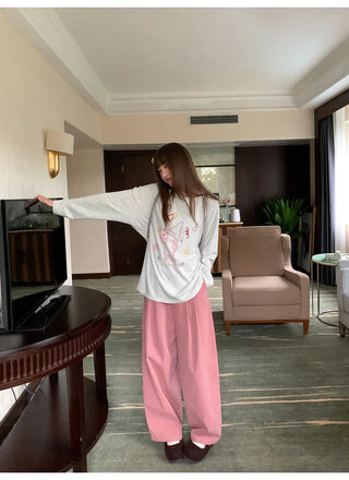 solid color pleated pants