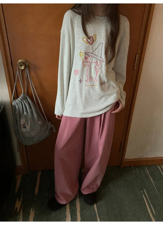 solid color pleated pants