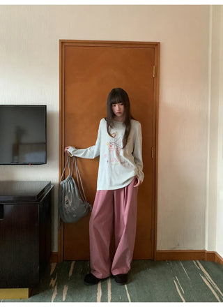 solid color pleated pants