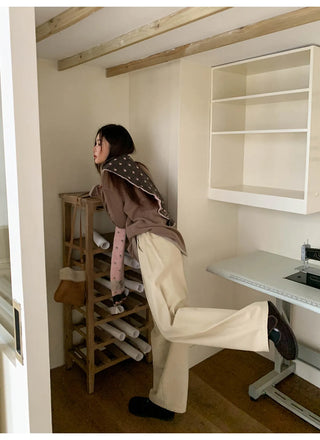 solid color pleated pants