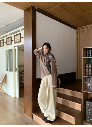 solid color pleated pants