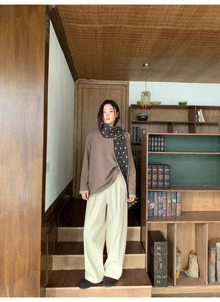 solid color pleated pants