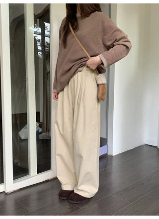 solid color pleated pants