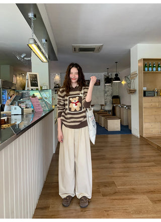 solid color pleated pants