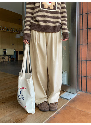 solid color pleated pants