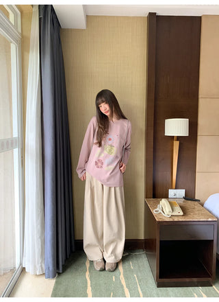 solid color pleated pants