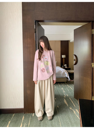 solid color pleated pants