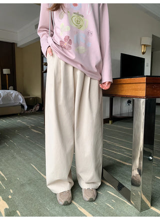 solid color pleated pants