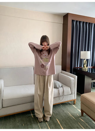 solid color pleated pants