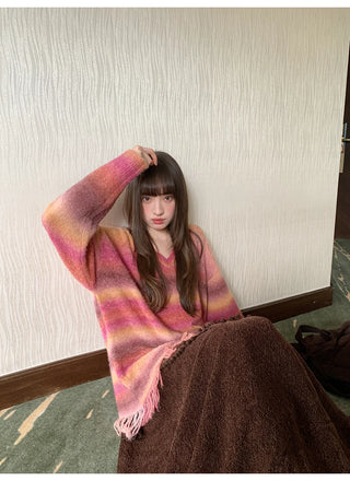 gradient striped sweater