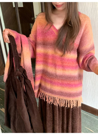 gradient striped sweater