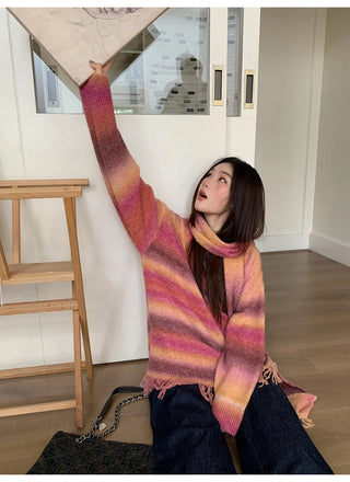 gradient striped sweater