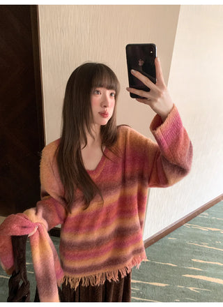gradient striped sweater