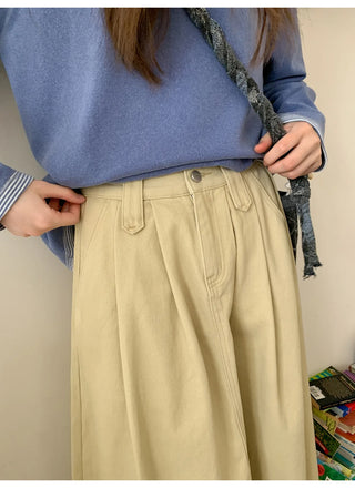 pleated denim skirt