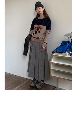 Wool-Blend Pleated Skirt