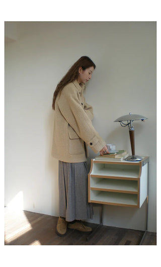 Wool-Blend Pleated Skirt