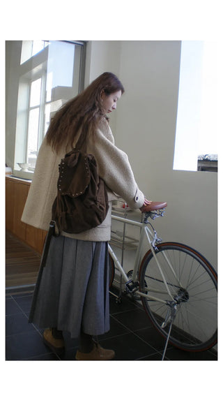 Wool-Blend Pleated Skirt