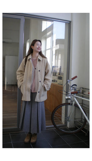 Wool-Blend Pleated Skirt