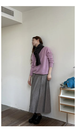 Wool-Blend Pleated Skirt