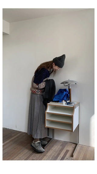 Wool-Blend Pleated Skirt