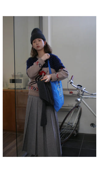 Wool-Blend Pleated Skirt