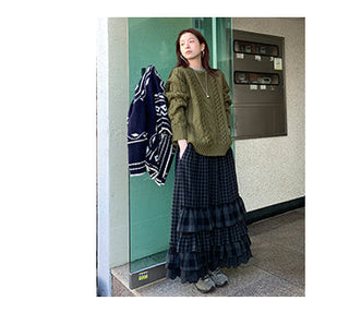 woolen plaid skirt