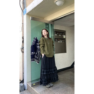 woolen plaid skirt